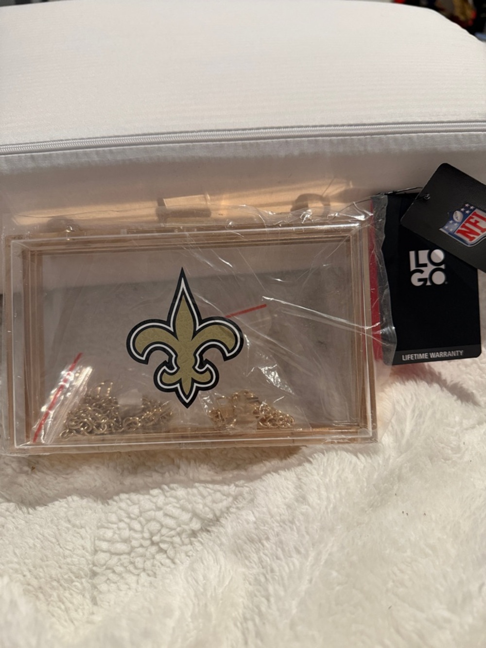 New Orleans Saints Clear Acrylic Crossbody with Fleur-de-Lis